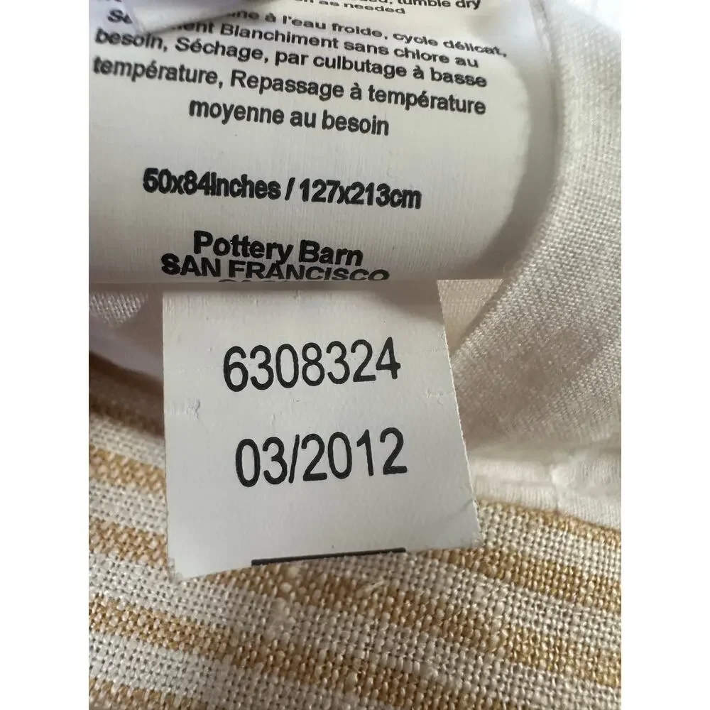 2 POTTERY BARN WHEATON STRIPE SUNFLOWER YELLOW LINEN CURTAINS SET READ